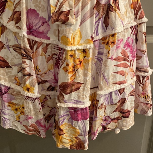 City Chic Mini Ruffle Hot Pink and Gold Floral Ruffle Dress - Picture 5 of 5